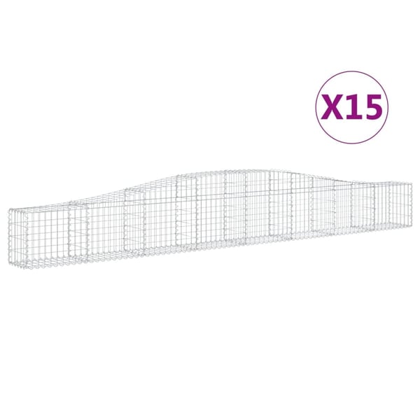 vidaXL Gabionkurver buede 15 stk 400x30x40/60 cm galvanisert jern