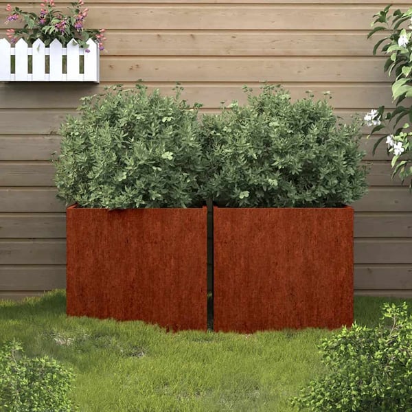vidaXL Kukkalaatikot 2 kpl 42x40x39 cm Corten teräs