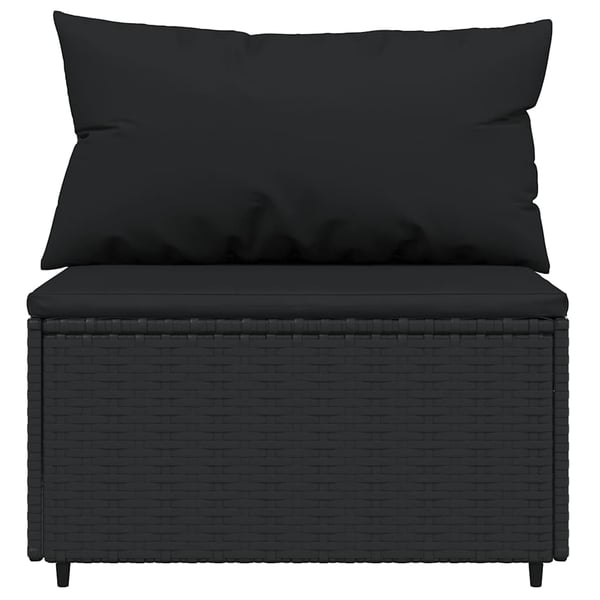vidaXL midtermodul til havesofa med hynder polyrattan sort