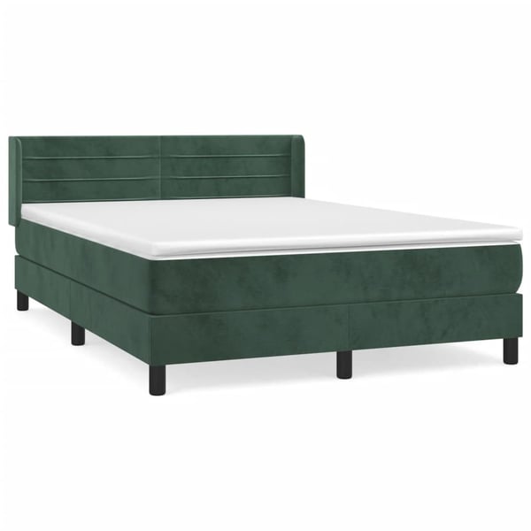 vidaXL kontinentalseng med madras 140x190 cm fløjl mørkegrøn
