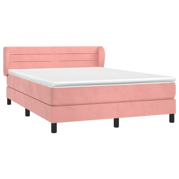 vidaXL Ramsäng med madrass rosa 140x190 cm sammet