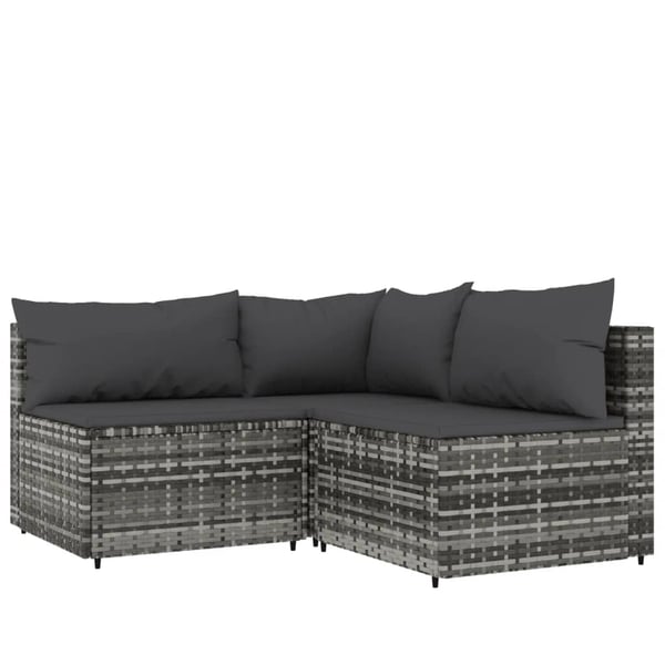 vidaXL loungesæt til haven 4 dele med hynder polyrattan grå