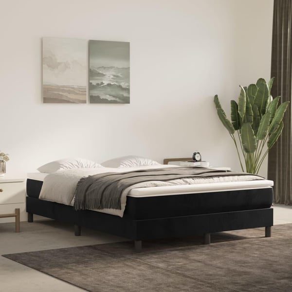 vidaXL Ramsäng med madrass svart 140x190 cm sammet