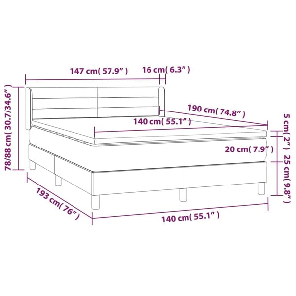 vidaXL kontinentalseng med madras 140x190 cm fløjl lyserød