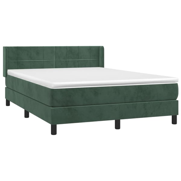 vidaXL kontinentalseng med madras 140x190 cm fløjl mørkegrøn