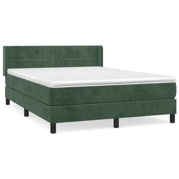 vidaXL kontinentalseng med madras 140x190 cm fløjl mørkegrøn