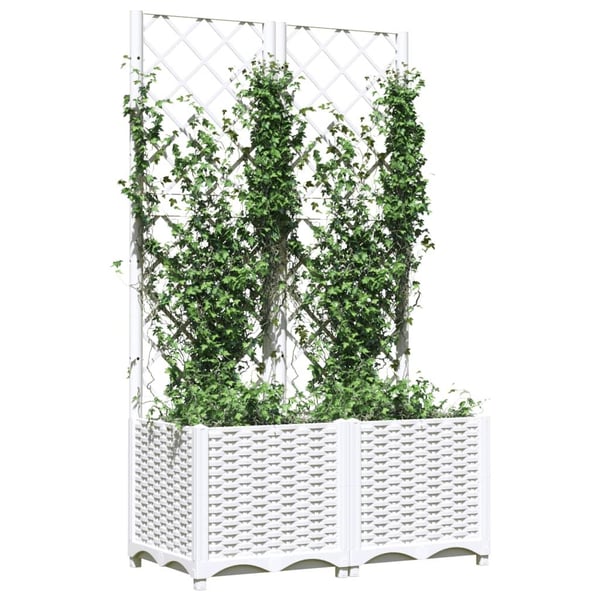 vidaXL Plantekasse med espalier hvit 80x40x136 cm PP