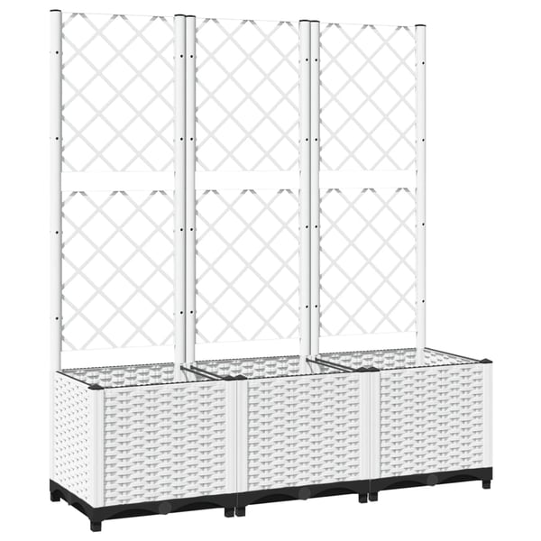 vidaXL Plantekasse med espalier hvit 120x40x136 cm PP