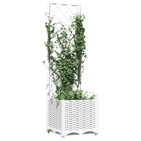 vidaXL Plantekasse med espalier hvit 40x40x136 cm PP