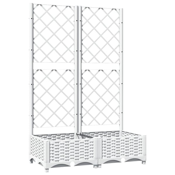 vidaXL Plantekasse med espalier hvit 80x40x121,5 cm PP