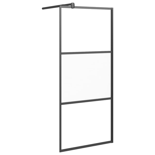 vidaXL Dusjvegg med hylle svart 100x195 cm ESG-glass og aluminium