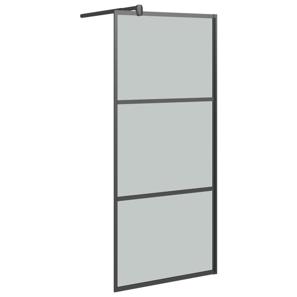 vidaXL Dusjvegg med hylle svart 90x195 cm ESG-glass og aluminium
