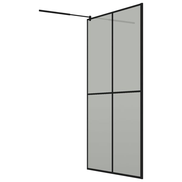 vidaXL Dusjvegg med hylle svart 118x190 cm ESG-glass og aluminium