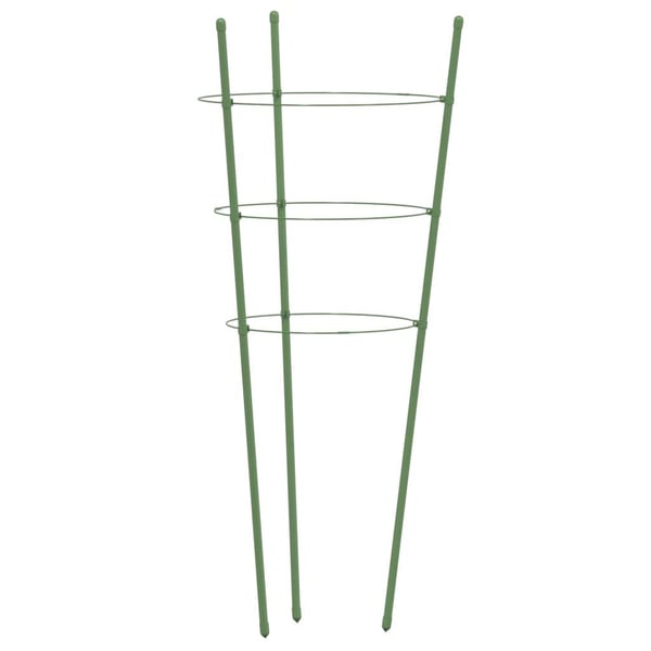 vidaXL Plantestøtter med 3 ringer 5 stk grønn 60 cm stål