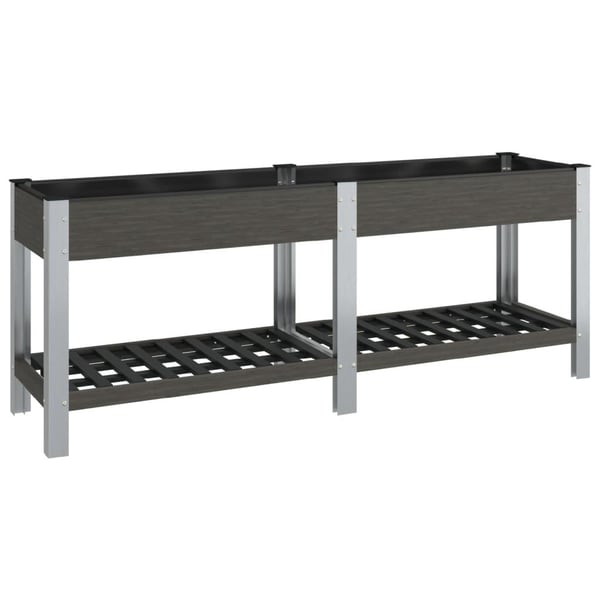 vidaXL Høybed med hylle grå 200x50x75 cm WPC