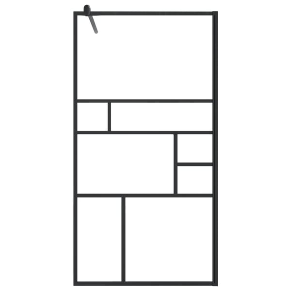 vidaXL Dusjvegg med hylle svart 90x195 cm ESG-glass og aluminium