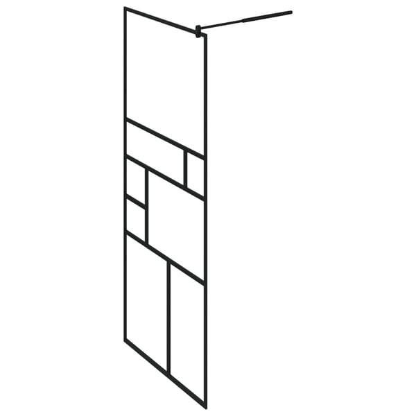 vidaXL Dusjvegg med hylle svart 80x195 cm ESG-glass og aluminium