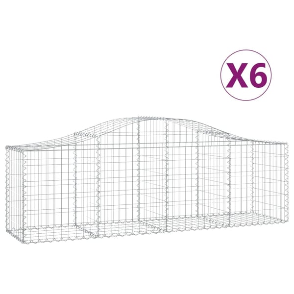 vidaXL Gabionkurver buede 6 stk 200x50x60/80 cm galvanisert jern
