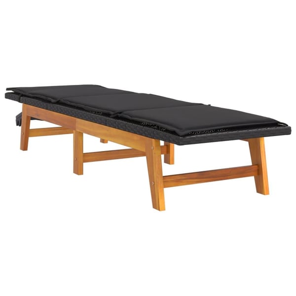 vidaXL Solsäng med bord konstrotting och massivt akaciaträ