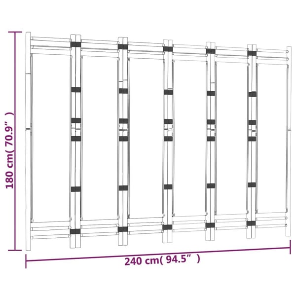 vidaXL 6-panels rumdeler 240 cm foldbar bambus og kanvas