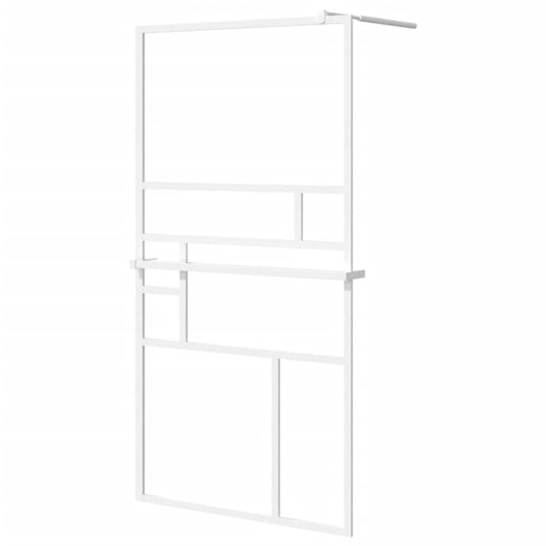 vidaXL brusevæg med hylde 100x195 cm sikkerhedsglas og aluminium hvid