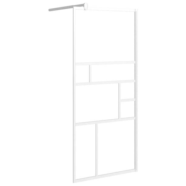 vidaXL Duschvägg med hylla vit 90x195 cm ESG-glas&aluminium