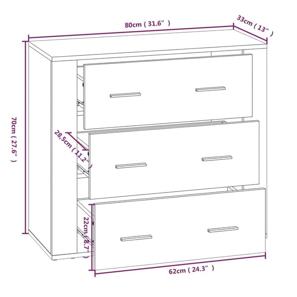 vidaXL Highboard sonoma eik konstruert tre