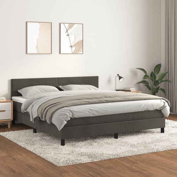 vidaXL kontinentalseng med madras 180x200 cm fløjl mørkegrå