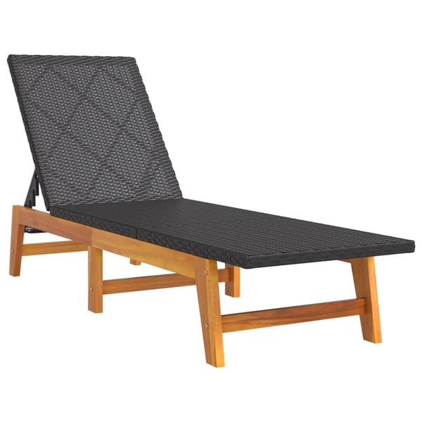 vidaXL liggestol med bord polyrattan og massivt akacietræ