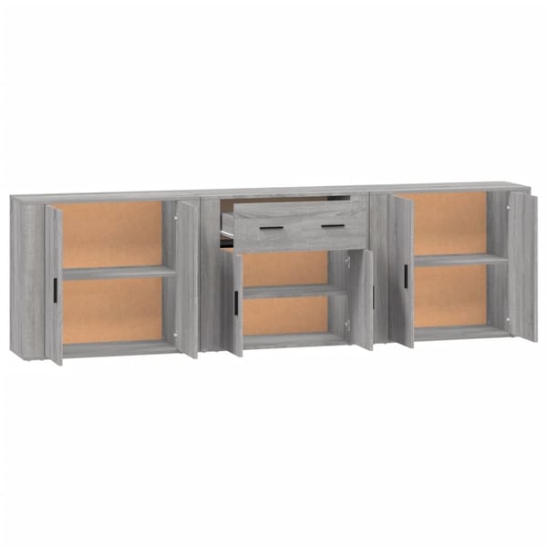 vidaXL Skjenker 3 stk grå sonoma konstruert tre
