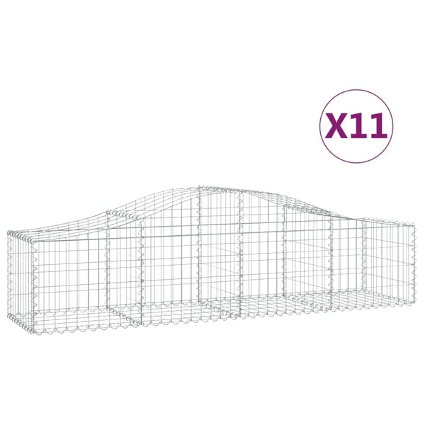 vidaXL buede gabionkurve 11 stk. 200x50x40/60 cm galvaniseret jern