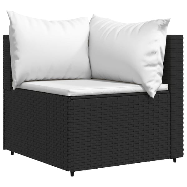 vidaXL loungesæt til haven 4 dele med hynder polyrattan sort