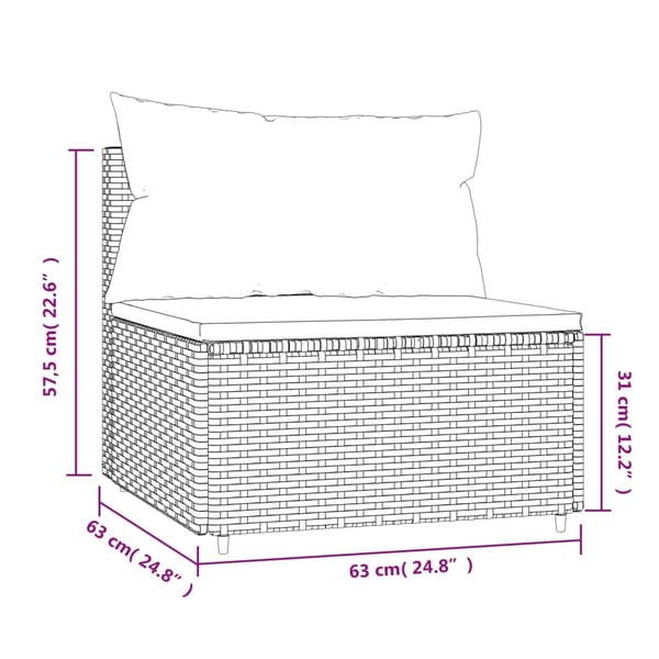 vidaXL midtermodul til havesofa med hynder polyrattan sort
