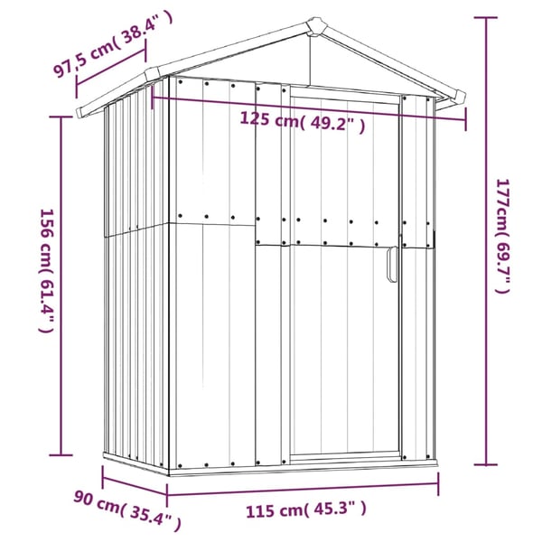 vidaXL haveskur brun 126x97,5x177 cm galvaniseret stål