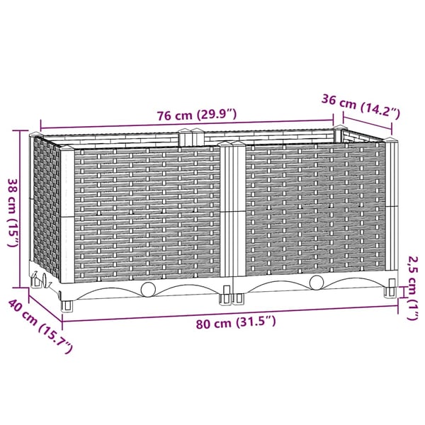 vidaXL højbed 80x40x38 cm polypropylen