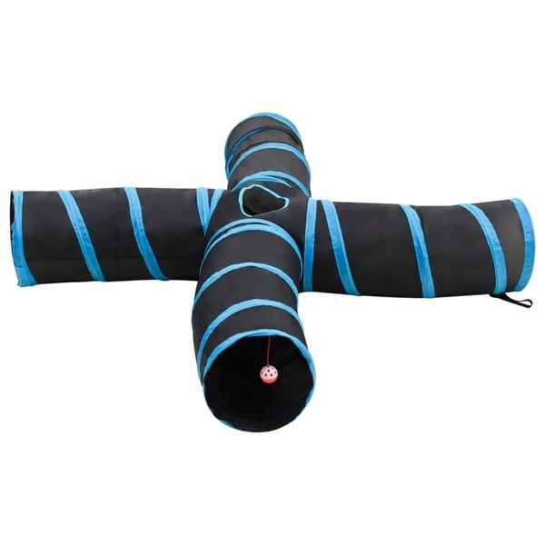 vidaXL Kattetunnel 4-veis svart og blå 25 cm polyester