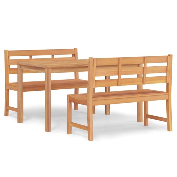 vidaXL Hagespisegruppe 3 deler heltre teak