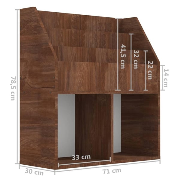 vidaXL magasinholder til børn 71x30x78,5 cm konstrueret træ brunt eg