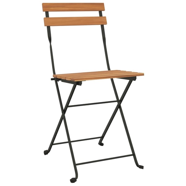 vidaXL Sammenleggbare bistrostoler 8 stk heltre teak og stål