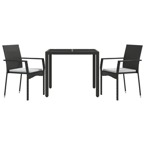 vidaXL spisebordssæt til haven 3 dele med hynder polyrattan sort