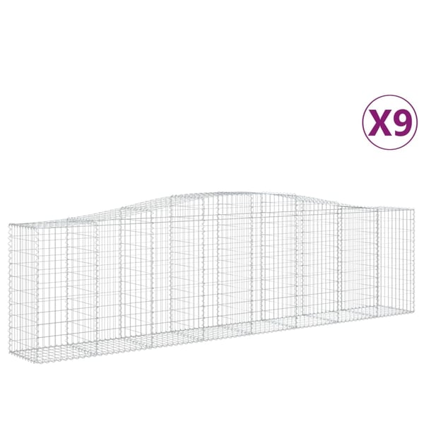 vidaXL Gabionkurver buede 9 stk 400x50x100/120 cm galvanisert jern