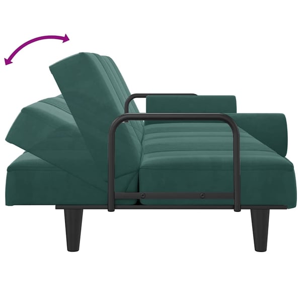 vidaXL sovesofa med armlæn velour mørkegrøn