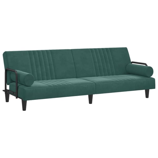 vidaXL sovesofa med armlæn velour mørkegrøn