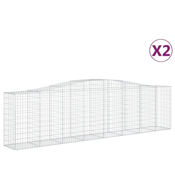 vidaXL Gabionkurver buede 2 stk 400x50x100/120 cm galvanisert jern
