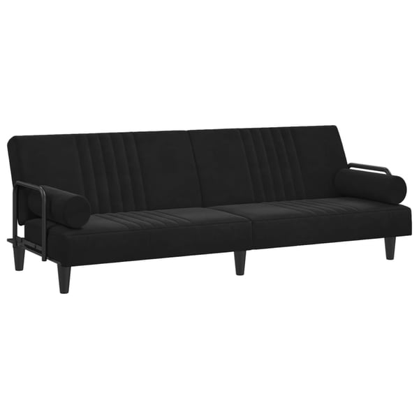 vidaXL sovesofa med armlæn velour sort