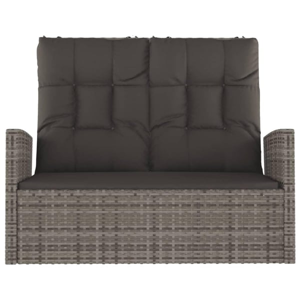 vidaXL havebænk med hynder 118 cm polyrattan grå