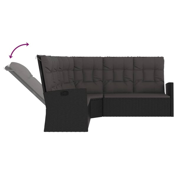 vidaXL loungesæt til haven 3 dele med hynder polyrattan sort