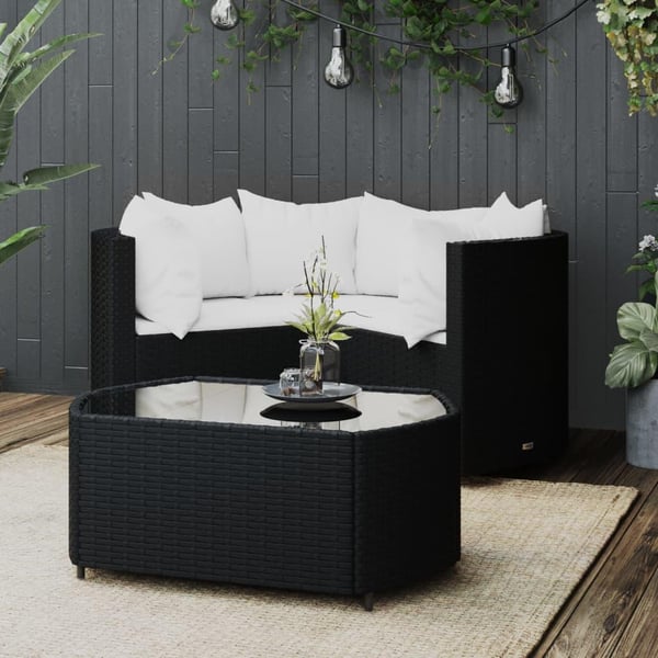 vidaXL loungesæt til haven 4 dele med hynder polyrattan sort