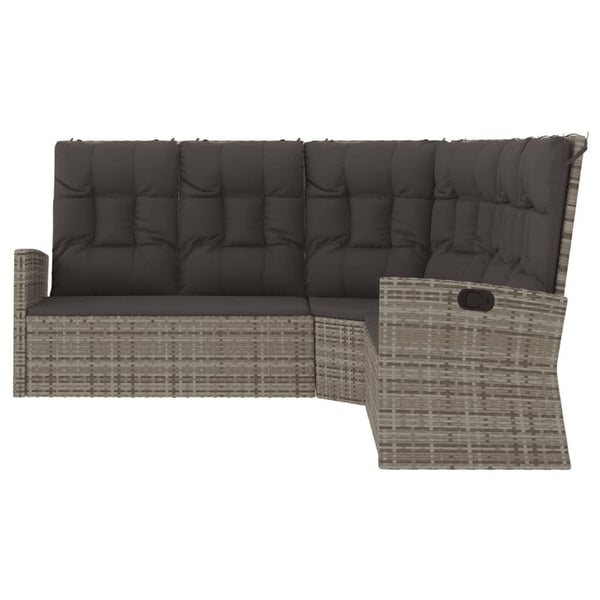 vidaXL hjørnemodul til sofa med hynder polyrattan grå