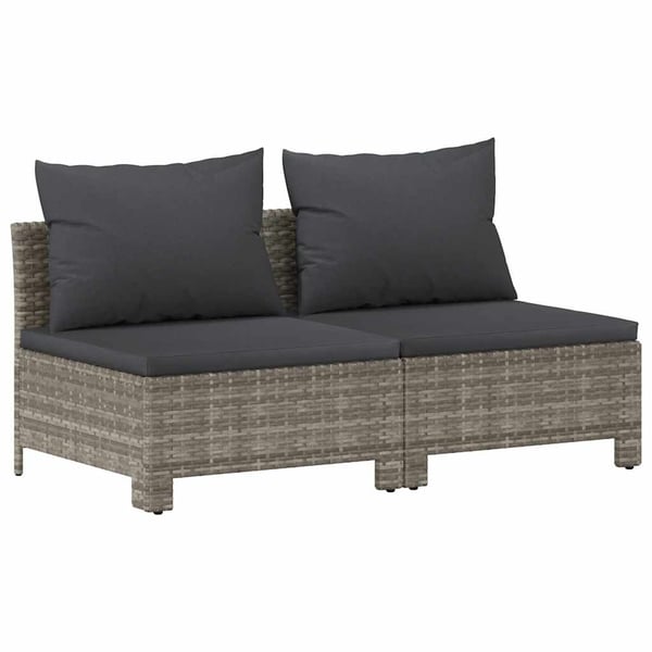 vidaXL 2-personers havesofa med hynde polyrattan grå